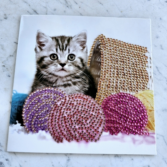 Kitty Playing in Yarn Basket Greeting Card - Picture 2 of 12